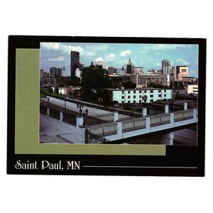 Saint Paul MN Skyline Vintage Postcard Featuring Parkway Architecture City